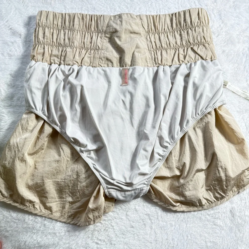 Free People Cream High Waisted Smocked Shorts XL